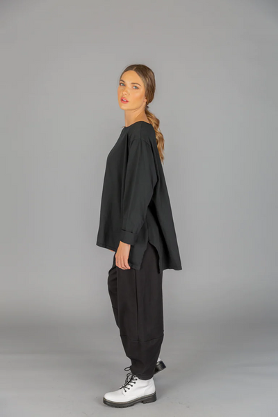 Paolo Tricot Sale, WT110499 Long Sleeve Trapeze Tunic, Black 50% Off Regular Price