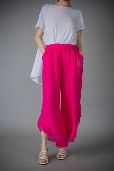 Paolo Tricot Sale, D60029 Ruffle Linen Pant 50% Off Regular Price