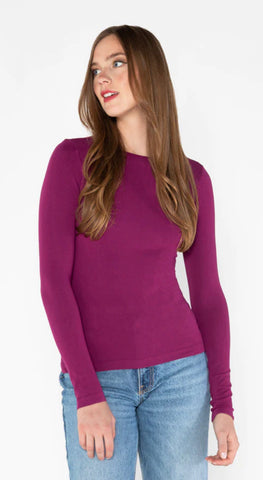 C'est Moi, CEBT1020 Bamboo Long Sleeve Crew Neck Top, Magenta